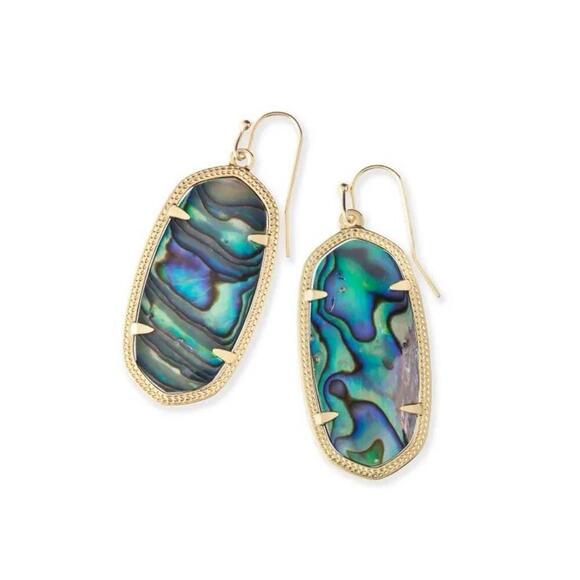 Kendra Scott Eleanor Drop Earrings Abalone 14K Gold Over Brass - Picture 2 of 3